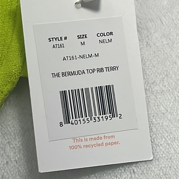 NWT Andie M, XXXL Lime Green The Bermuda Top Terry‎ Cloth Bikini Top NELM - Picture 2 of 16